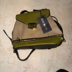 Steve Madden Tan and Green Tactical Backpack